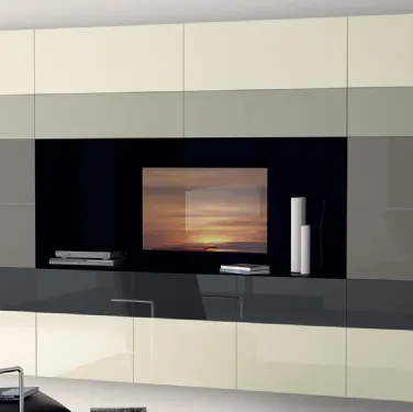 Parete Attrezzata Living Tetrix con Ante in Vetro di Scavolini