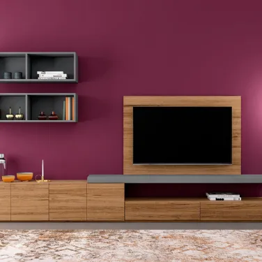 Parete attrezzata Zero 16 L15 in legno di Rovere massello di Devina Nais