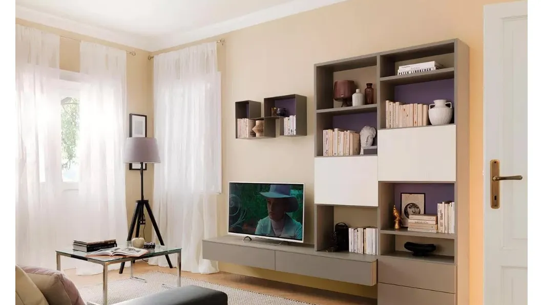 Parete attrezzata moderna in laccato opaco LV111 di Moretti Compact
