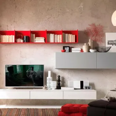Parete attrezzata sospesa moderna LV112 di Moretti Compact