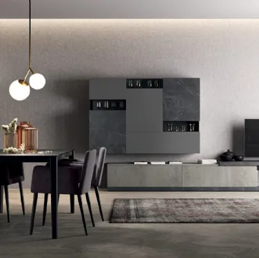 Parete Attrezzata Vitalyty C09B in melaminico Stone Grey di Colombini Casa
