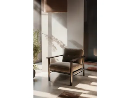 Poltroncina in tessuto con struttura in legno di Faggio e metallo Lauro di Franco Ferri