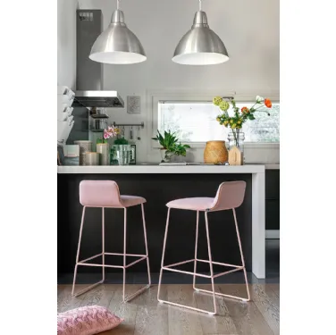 Sgabello in tessuto con struttura in metallo Riley soft di Connubia