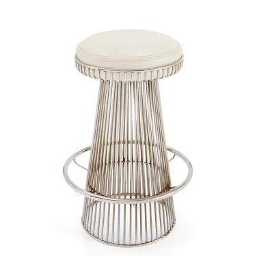 Sgabello Faro in metallo con seduta in pelle di Sigerico