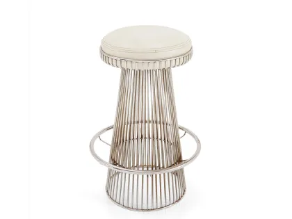 Sgabello Faro in metallo con seduta in pelle di Sigerico