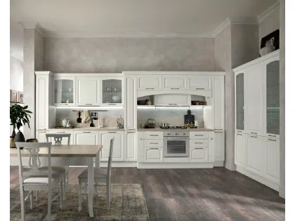 Cucina Classica ad angolo in legno naturale Bianco Mida 02 di Colombini Casa Artec