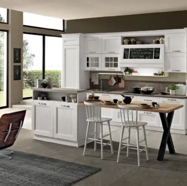 Cucina Classica con isola Maryland 03 in legno laccato di Spar
