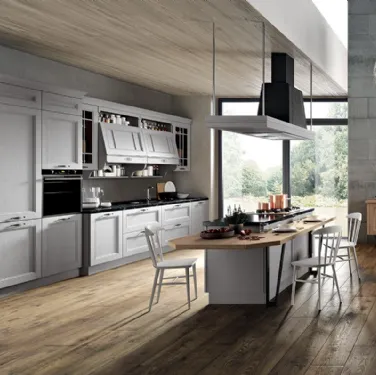 Cucina Classica con isola Maryland 05 in legno laccato di Spar