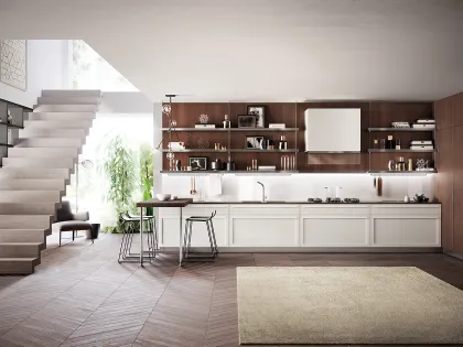 Cucina Moderna Carattere Bianco Prestige e Rovere Nabuk di Scavolini