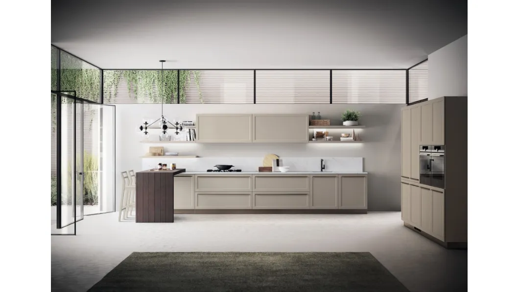 Cucina Moderna Carattere in laccato opaco Visone di Scavolini