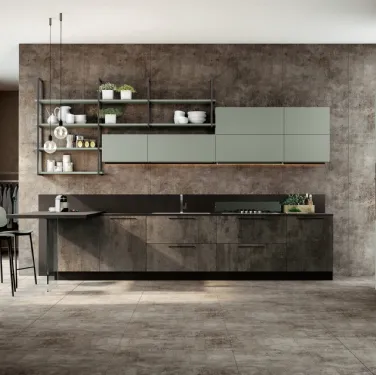 Cucina Moderna con penisola Quadra 02 in nobilitato di Colombini Casa Artec