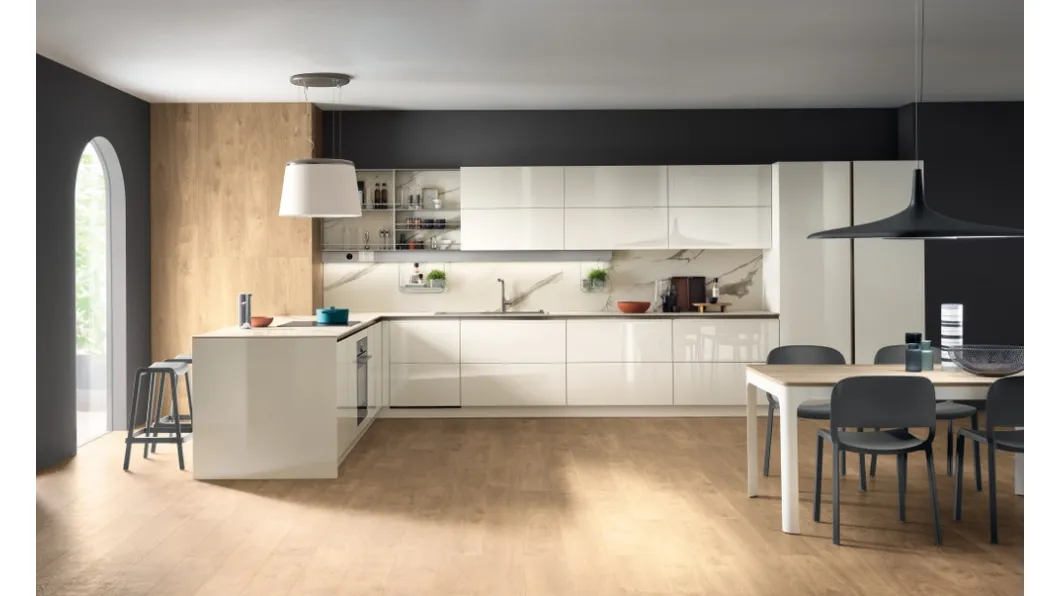 Cucina Moderna Dandy Plus Bianco Lucido di Scavolini