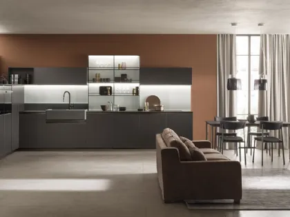 Cucina Moderna DeLinea laccato opaco Grigio Ferro di Scavolini