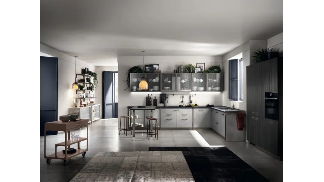 Cucina Moderna Diesel get Together Industrial Showcases di Scavolini