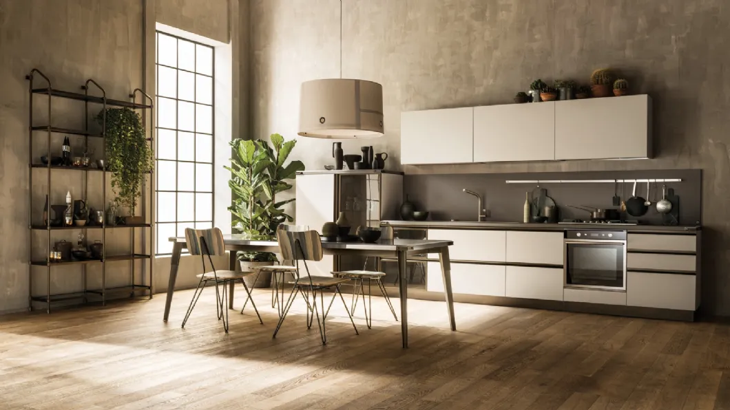 Cucina Moderna Diesel Open Workshop laccato Soft Beige di Scavolini