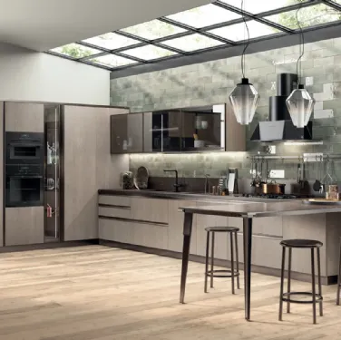 Cucina Moderna Diesel Open Workshop Rovere Gessato di Scavolini