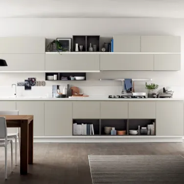 Cucina Moderna Foodshelf Grigio Gabbiano e Grigio Terra di Scavolini