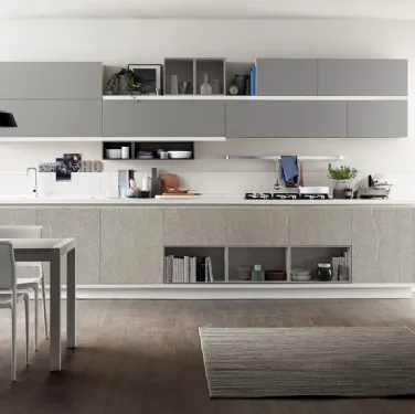 Cucina Moderna Foodshelf laccato opaco Grigio Vulcano di Scavolini