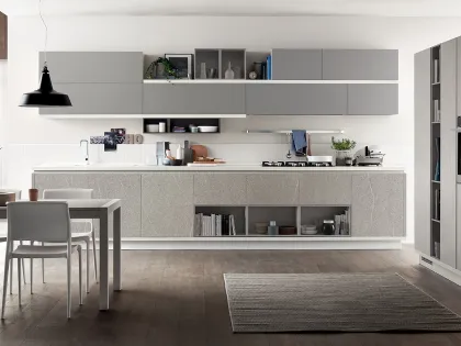 Cucina Moderna Foodshelf laccato opaco Grigio Vulcano di Scavolini