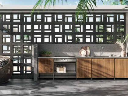 Cucina Moderna lineare in tek Formalia Outdoor 05 di Scavolini