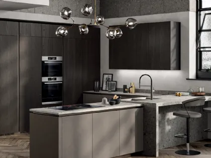 Cucina Moderna Liberamente Biomalta Argilla Agra e Rovere Carbone di Scavolini