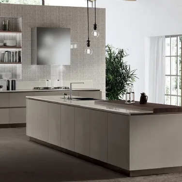 Cucina Moderna Liberamente Biomalta Argilla Delhi e Noce Royal di Scavolini