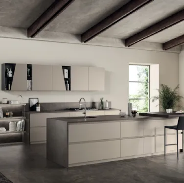 Cucina Moderne Liberamente Visone ed Antracite di Scavolini