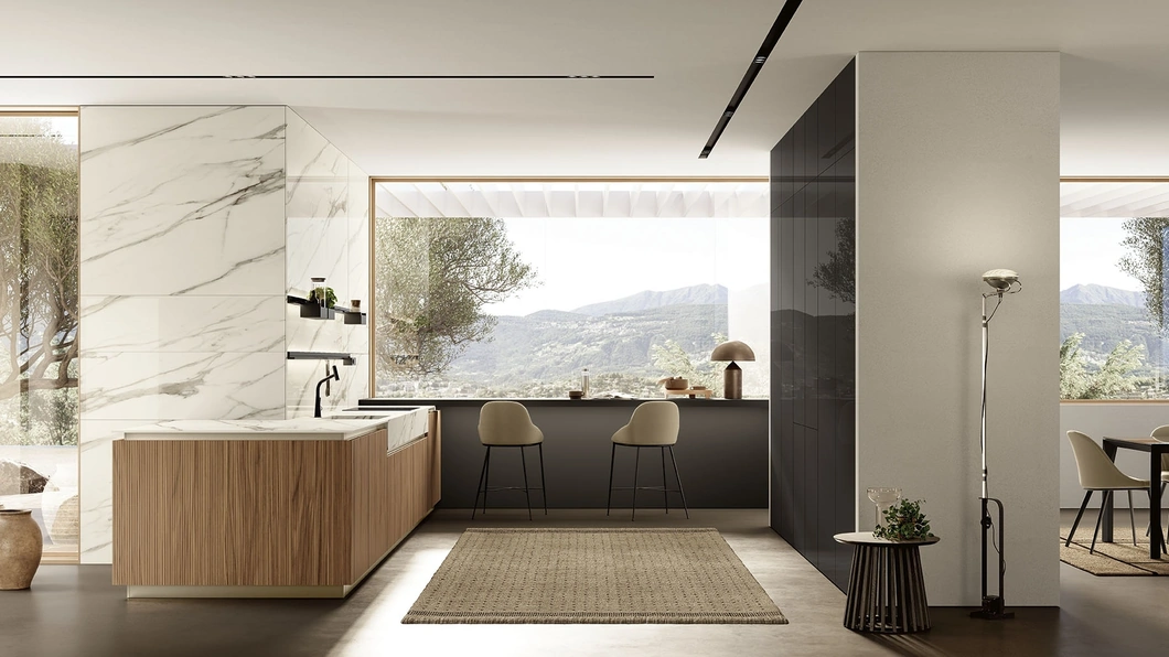 Cucina Moderna con penisola Lungomare Plus Cannettato 03 di Colombini Kitchen