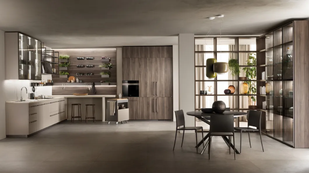 Cucina Moderna Mia Grigio Selce e Noce Garden di Scavolini