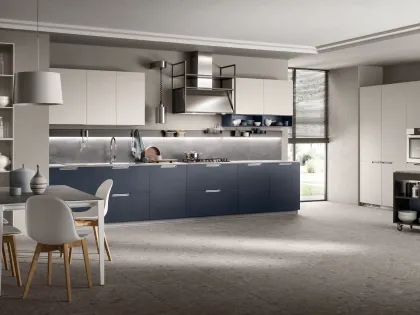 Cucina Moderna Mia in Blu Moon e Grigio Chiaro di Scavolini