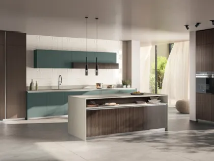 Cucina Moderna in decorativo Mira Lodge e Fenix Verde Comodoro di Scavolini