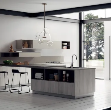 Cucina Moderna Mood con top in Laminato e Gres di Scavolini