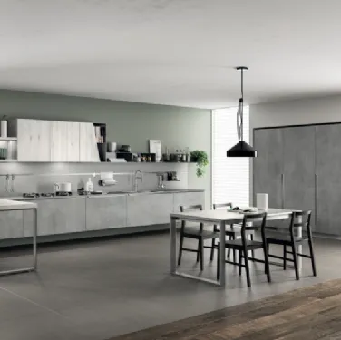 Cucina Moderna Mood in Concrete Brooklyn e Rovere Actual di Scavolini