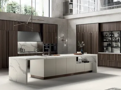 Cucina Moderna Mood in Noce Steady e laccato Tortora di Scavolini