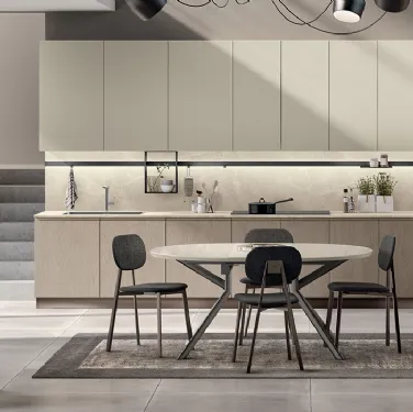 Cucina Moderna Motus in Rovere Gessato e Grigio Gabbiano di Scavolini