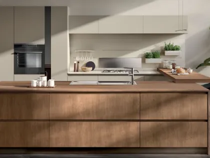 Cucina Moderna Motus in Rovere Landscape e laccato opaco Visone di Scavolini