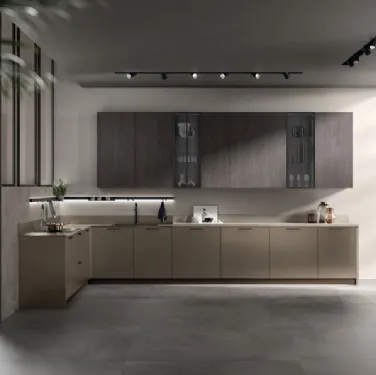 Cucina Moderna Musa in vetro opaco Grigio Matera e decorativo Oriental di Scavolini