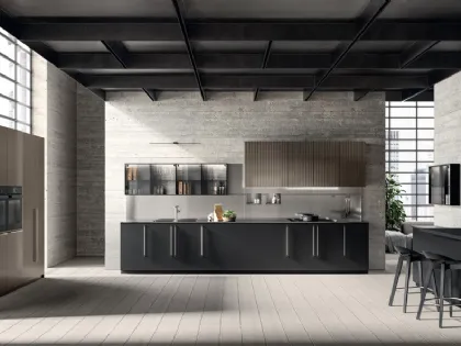 Cucina Moderna Musa in Fenix Nero Ingo e laccato lucido effetto perlato di Scavolini