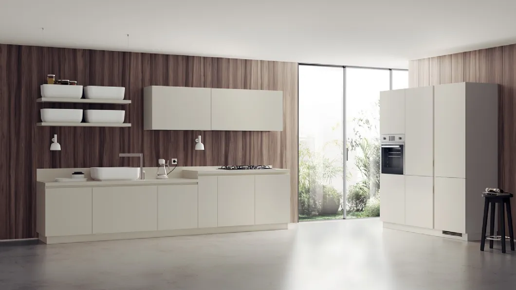 Cucina Moderna Qi in laccato Grigio Gabbiano di Scavolini