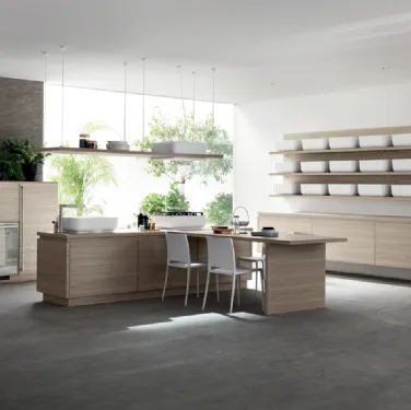 Cucina Moderna con isola e penisola Qi in Olmo Hono di Scavolini