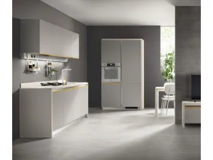 Cucina Moderna Dandy Plus Grigio con maniglia Giallo Senape di Scavolini