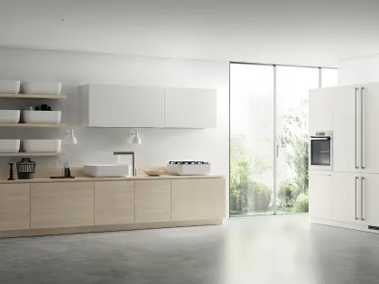 Cucina Moderna Qi in Olmo Kuuki e Bianco Puro di Scavolini