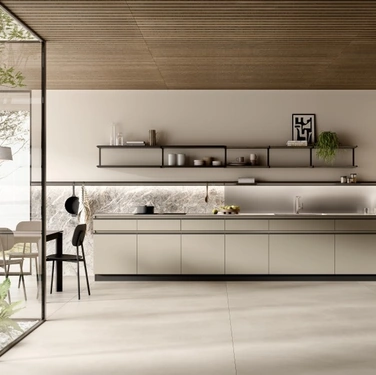 Cucina Moderna ad angolo Stilo 01 in decorativo Canapa e Noce Arabica di Scavolini