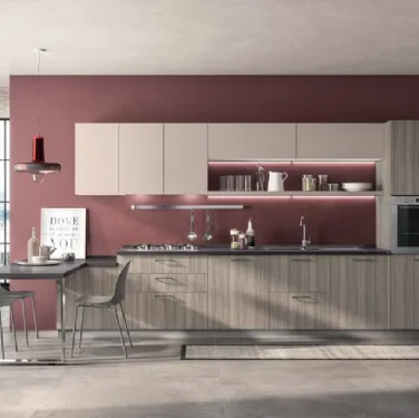 Cucina Moderna Urban & Urban in decorativo Eucalipto Taj e Sabbia Easy di Scavolini