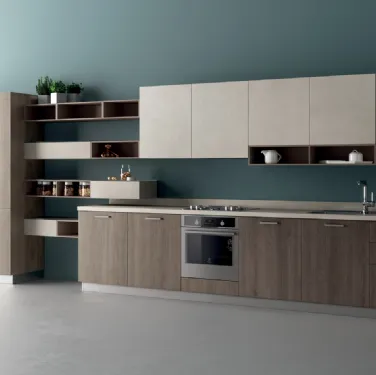 Cucina su misura Mood in Rovere Season ed Azimut di Scavolini