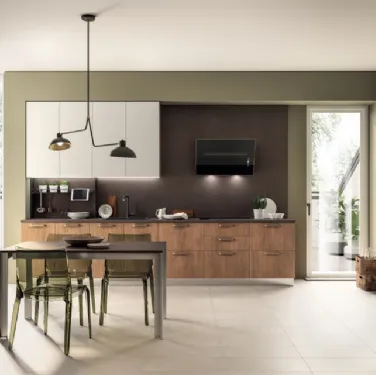 Cucina su misura Sax in decorativo Rovere Land e Nebbia di Scavolini