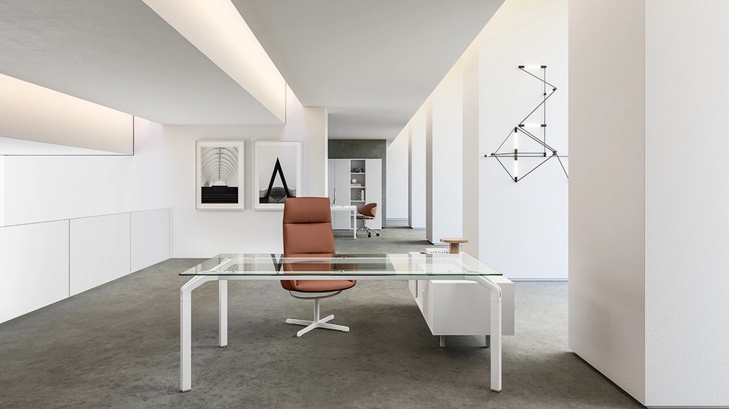 Scrivania Direzionale Yoga Vetro Trasparente di About Office