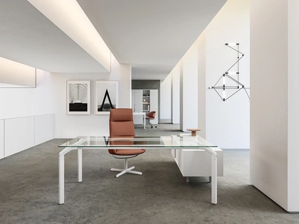 Scrivania Direzionale Yoga Vetro Trasparente di About Office