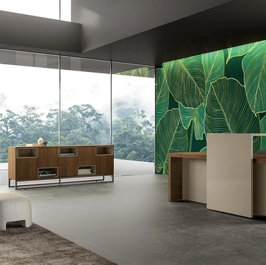 Reception Bold58 Universe con mensola in vetro laccato di About Office