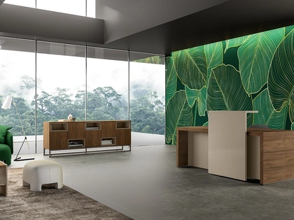 Reception Bold58 Universe con mensola in vetro laccato di About Office